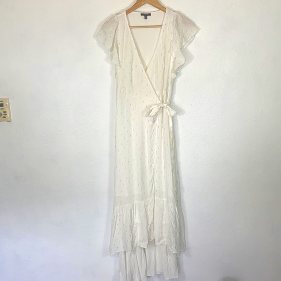 Like new Anthropologie Drew white gold wrap dress - Picture 2 of 11